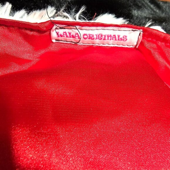 Faux Fur Cape Jacket Coat Vintage Lala Original White Black Red Recycled Cruella - Picture 7 of 8